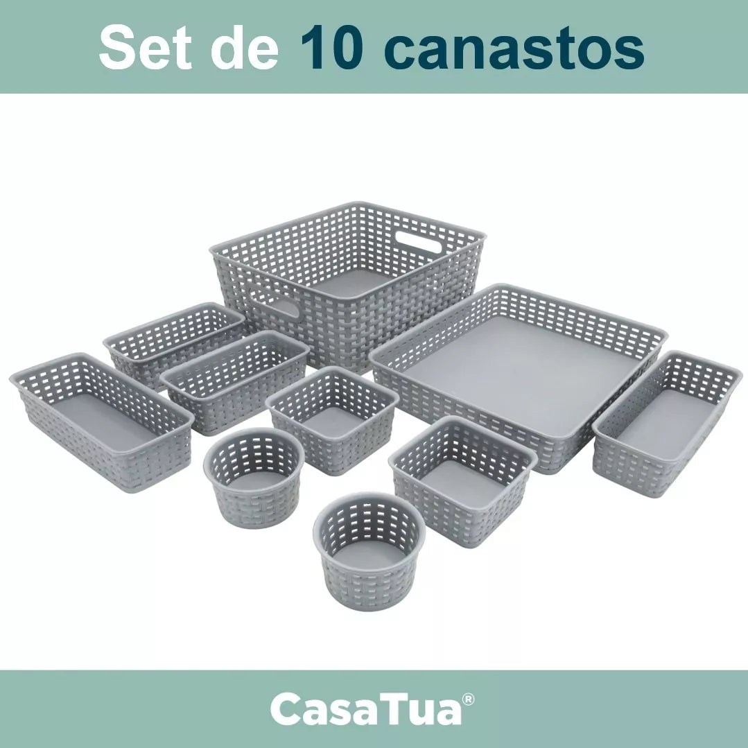 Set de 10 Canastos Organizadores Multiuso