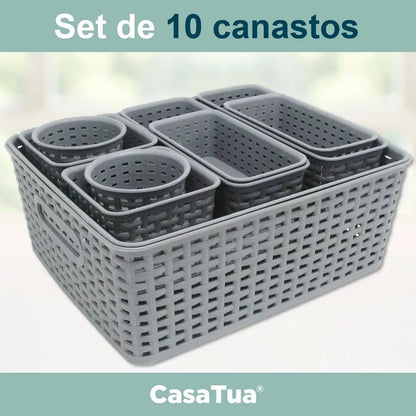 Set de 10 Canastos Organizadores Multiuso