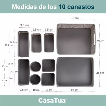 Set de 10 Canastos Organizadores Multiuso